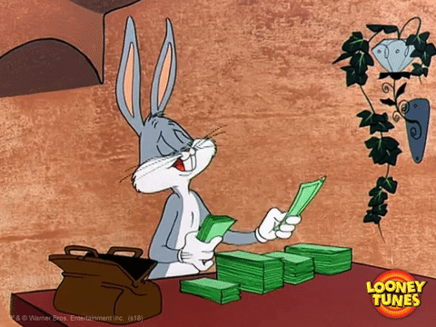Bugs Bunny counting money